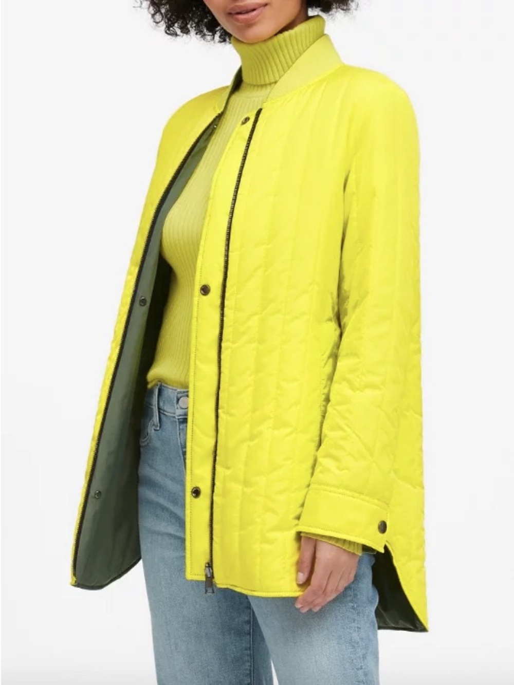 Athleta Quilted Neon Yellow Cape Jacket